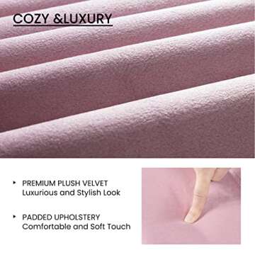 SHA CERLIN Queen Bed Frame/Velvet Upholstered Platform Bed Frame with Headboard/Strong Wood Slats Support/Mattress Foundation/No Box Spring Needed - Pink