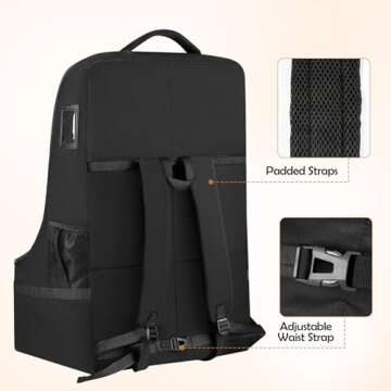 YOREPEK Padded Car Seat Backpack for Air Travel, Baby Travel Essentials for Flying, Car Seat Protector Bag for Baby Travel, Car Seat Bag for Airplane Travel (All Black)