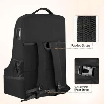 YOREPEK Padded Car Seat Backpack for Air Travel, Baby Travel Essentials for Flying, Car Seat Protector Bag for Baby Travel, Car Seat Bag for Airplane Travel (All Black)