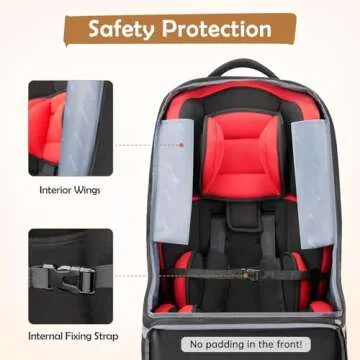 YOREPEK Padded Car Seat Backpack for Air Travel, Baby Travel Essentials for Flying, Car Seat Protector Bag for Baby Travel, Car Seat Bag for Airplane Travel (All Black)