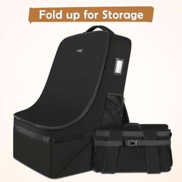 YOREPEK Padded Car Seat Backpack for Air Travel, Baby Travel Essentials for Flying, Car Seat Protector Bag for Baby Travel, Car Seat Bag for Airplane Travel (All Black)