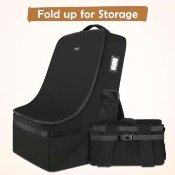 YOREPEK Padded Car Seat Backpack for Air Travel, Baby Travel Essentials for Flying, Car Seat Protector Bag for Baby Travel, Car Seat Bag for Airplane Travel (All Black)