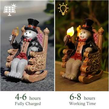 Solar Cat Garden Statues for Outside: Home Spring Decor with Magic Wand Lights Cat Clearance Garden Sculpture for Yard Art Lawn Ornaments Porch Patio Balcony, Birthday Gifts for Mom Grandma Women
