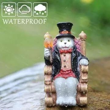 Solar Cat Garden Statues for Outside: Home Spring Decor with Magic Wand Lights Cat Clearance Garden Sculpture for Yard Art Lawn Ornaments Porch Patio Balcony, Birthday Gifts for Mom Grandma Women