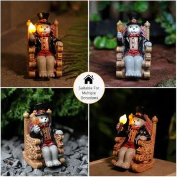 Solar Cat Garden Statues for Outside: Home Spring Decor with Magic Wand Lights Cat Clearance Garden Sculpture for Yard Art Lawn Ornaments Porch Patio Balcony, Birthday Gifts for Mom Grandma Women