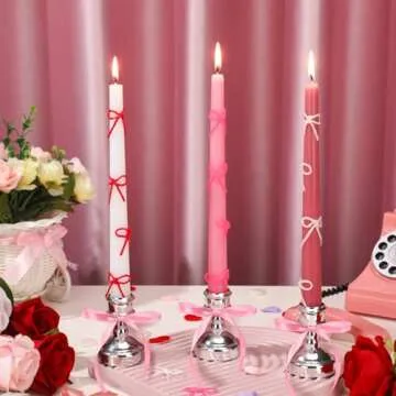 Conelist Pink Bow Party Candles for Romantic Occasions