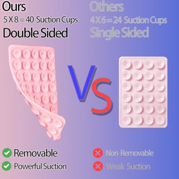 QxbBox Silicone Suction Cup Phone Case Mount Double Sided, Hands-Free Strong Grip Holder for Selfies and Videos,Silicon Sticky Phone Grip with Higher Suction Power for Cell Phone Light Pink