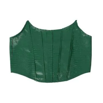 WOKANSE Women's Sexy PU Faux Leather 2 Piece Outfits Tube Crop Tops and Casual Straight Leg Trousers Long Pants Set Green S