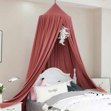 Enchanting Kids Bed Canopy for Girls & Boys - Nursery Crib Accessory (Rose Red)