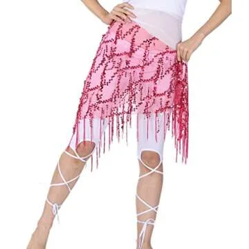 ZLTdream Belly Dance Sequin Triangle Hip Scarf Rose