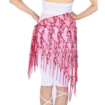 ZLTdream Belly Dance Sequin Triangle Hip Scarf Rose