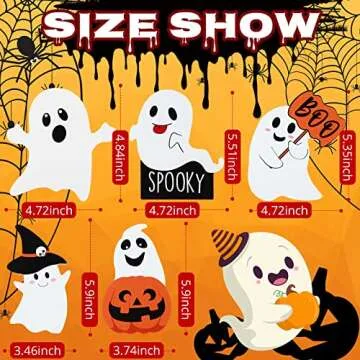 5 Pcs Halloween Cute Ghost Decor Halloween Wooden Tiered Tray Decor Black Witch Boo Spooky Signs Pumpkin Fall Blocks for Rustic Party Home Shelf Display(Cute Style)