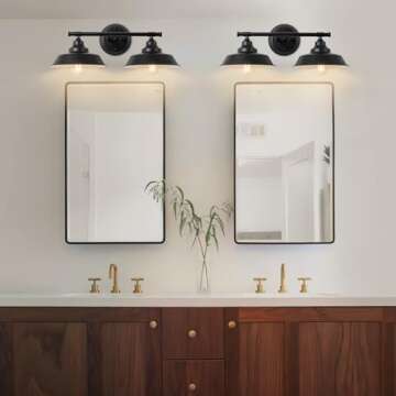 GoYeel Bathroom Light Fixtures Over Mirror Matte Black Vanity Lights 2 Light Farmhouse Bathroom Ligh...