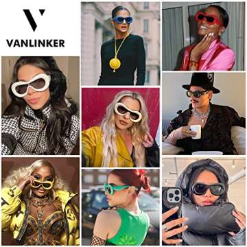 VANLINKER Oversized Thick Inflated Sunglasses - Trendy Oval One Piece Shades VL9729 Silver