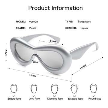VANLINKER Trendy Oversized Inflated Sunglasses for All