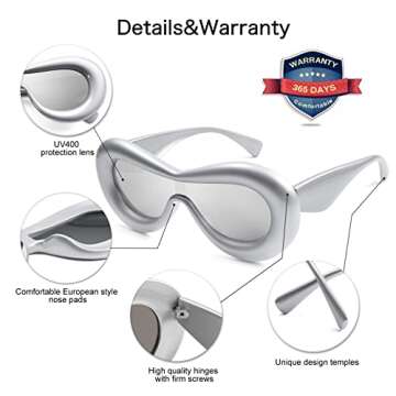 VANLINKER Trendy Oversized Inflated Sunglasses for All