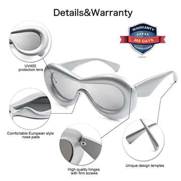 VANLINKER Trendy Oversized Inflated Sunglasses for All