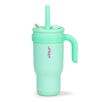VINUR Kids Insulated Tumbler with Handle 17 oz Stainless Steel Double Wall Vacuum Water Tumbler Cup ...