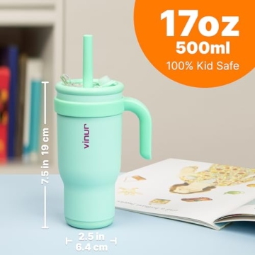 VINUR Kids Insulated Tumbler 17 oz with Straw and Lid