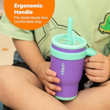 VINUR Kids Insulated Tumbler 17 oz with Straw and Lid