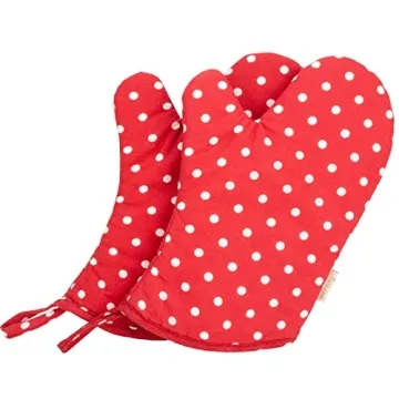 NEOVIVA Polka Dot Oven Mitts for Kids - Cute, Durable, Heat Resistant Gloves Set of 2 for Cooking
