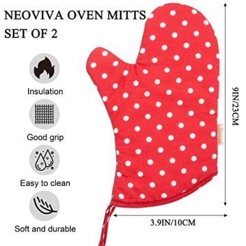 NEOVIVA Kids Oven Mitts Set of 2, Heat Resistant Cotton