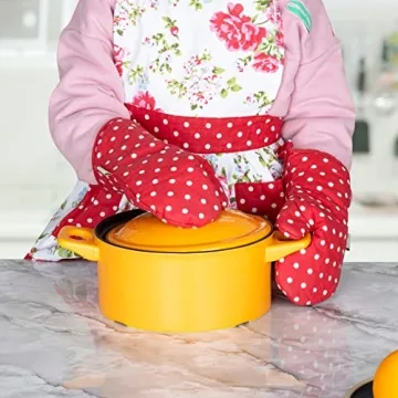 NEOVIVA Kids Oven Mitts Set of 2, Heat Resistant Cotton