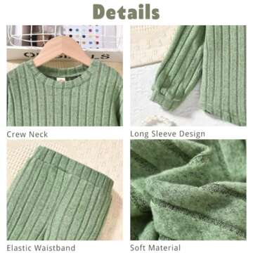 Aalizzwell Girls Clothes 5T Toddler Fall Winter Fashion Rib Knit Slit Pants Outfit Spring Clothing G...