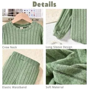 Aalizzwell Girls Clothes 5T Toddler Fall Winter Fashion Rib Knit Slit Pants Outfit Spring Clothing G...