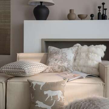 Croker Horse 18x18'' Throw Pillow Cushion Covers - White Beige Embroidery Pine Tree Luxury Modern St...