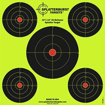 Splatterburst Targets - 12 x12 inch (5) Bullseye Reactive Shooting Target - Shots Burst Bright Fluor...