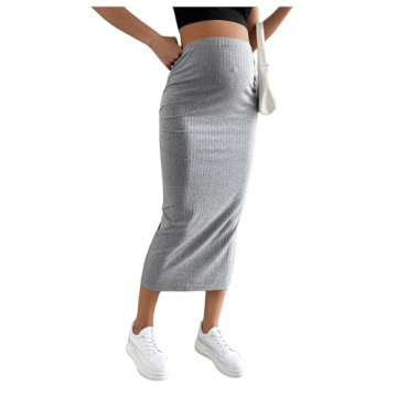SHENHE Women's Maternity Skirt - Adjustable High Waist Long Pencil Skirt