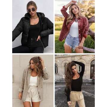 Ekouaer Womens 3 Pack Long Sleeve Shirts Scoop Neck Tops Stretch Fitted Undershirt Lightweight Basic Thermal Tee Black/White/Coffee XS