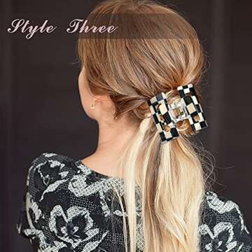 4 Pieces Checker Claws Tortoise Barrettes Claw Clips No-Slip Grip Lattice Design Hair Jaw Clips Clam...