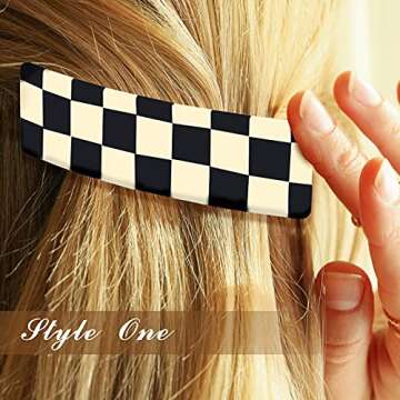 Stylish 4 Pieces Checker Claws Tortoise Barrettes for Women