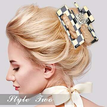 Stylish 4 Pieces Checker Claws Tortoise Barrettes for Women