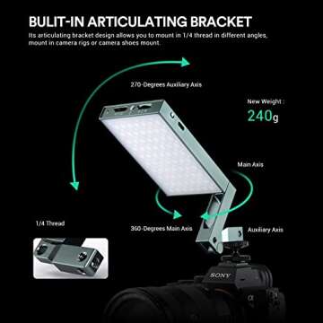 Godox M1 RGB Mini Creative Light,Led Video Light,13W 2500k-8500k Adjustable,CRI97 TLCT 97 RGB 0-360 Full Color,Music Beats Light Function and 40 FX Lighting Effects with Aluminum Alloy Shell(Green)