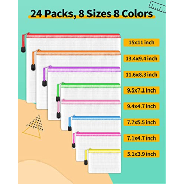 Smarpau 24pcs Mesh Zipper Pouch Set - Versatile Organization