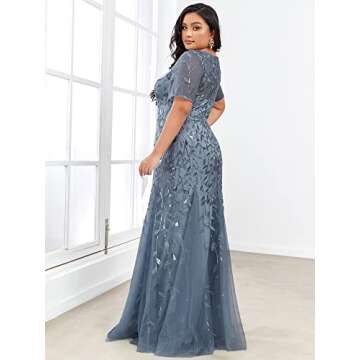 Women's Long Wedding Prom Dresses Long Evening Party Evening Gown Plus Size Haze Blue US20