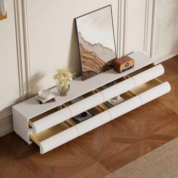homary 78.7" Long TV Stand, Modern White Leather Entertainment Center with 8 Drawers Media Console for Living Room Bedroom