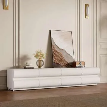 homary 78.7" Long TV Stand, Modern White Leather Entertainment Center with 8 Drawers Media Console for Living Room Bedroom