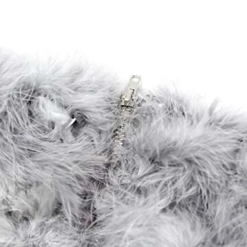 AIBEARTY Women Sexy Faux Fur Feather Crop Tops Strapless Bandeau Tube Top Plush Aesthetic Cami Vest Tank Top Clubwear Grey