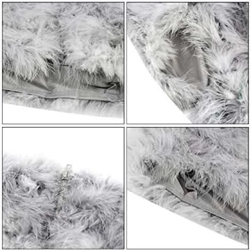 AIBEARTY Women Sexy Faux Fur Feather Crop Tops Strapless Bandeau Tube Top Plush Aesthetic Cami Vest Tank Top Clubwear Grey