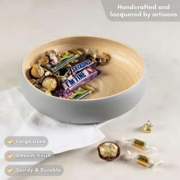 LEXA Bamboo Fruit Bowl: Elegant Kitchen Decor for All