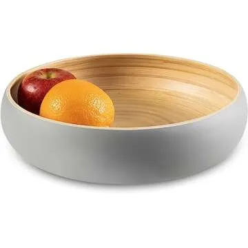 LEXA Bamboo Fruit Bowl: Elegant Kitchen Decor for All