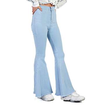 Trendy LALA IKAI High Waist Bell Bottom Denim Jeans