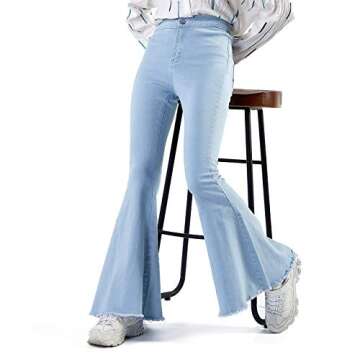 Trendy LALA IKAI High Waist Bell Bottom Denim Jeans