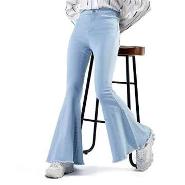 Trendy LALA IKAI High Waist Bell Bottom Denim Jeans