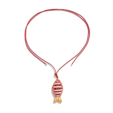 PINK TOWN Fish Necklace for Women Bohemian Small Fish Pendant Necklace Fashionable Fish Shaped Woven...