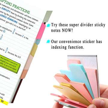 Years Calm Divider Sticky Notes 90 Ruled Notes with 6 Color and Size, 4 Pack Index Self Post it Note...